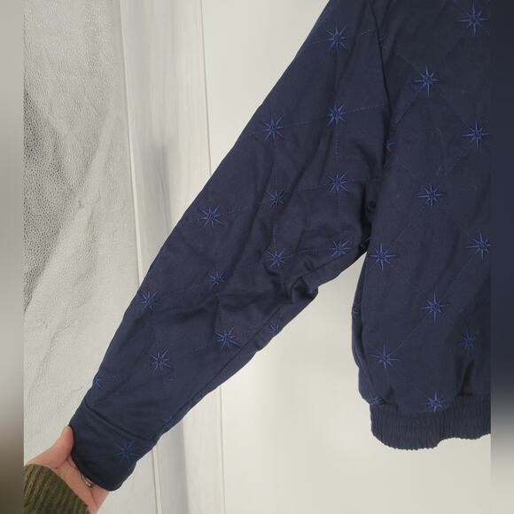 St John Sport Navy Blue Embriodered Button Down Bomber Jacket M - Picture 2 of 7